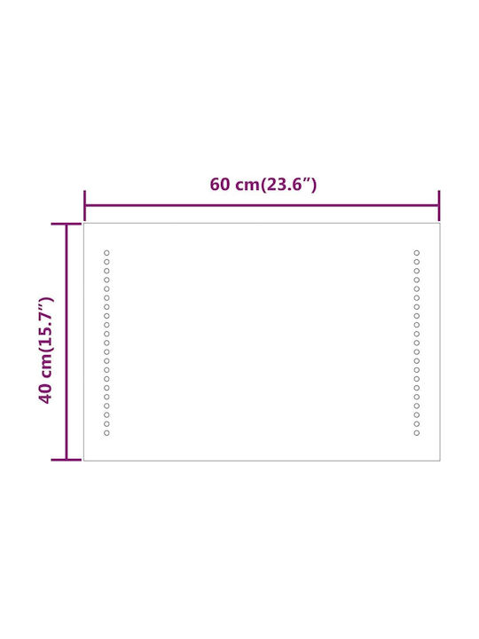vidaXL Rechteckiger Badezimmerspiegel LED 60x40cm Durchsichtig