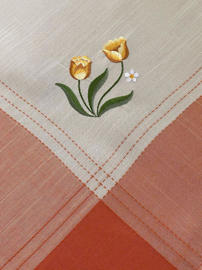 Linea Home Checkered 15580 with Embroidery Tulip 140x140cm