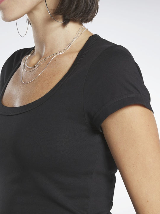Women's Summer Crop Top Cotton Short Sleeve Black