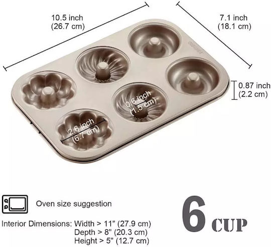 Chefmade No Coating Cast Iron Cupcakes & Muffins Baking Pan Champagne Gold 26.7x18.1x2.2cm