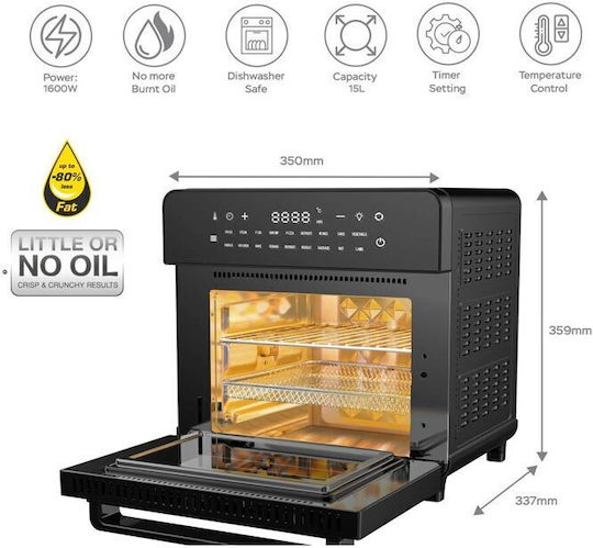 Turbotronic Ηλεκτρικό Φουρνάκι 15lt Χωρίς Εστίες με Αέρα