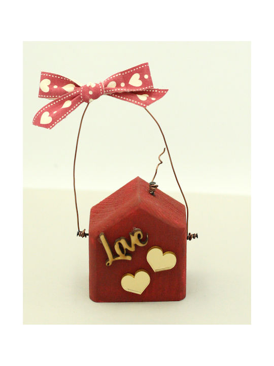 LifeLikes Love Hanging Lucky Charm Home Red made of Wood 1pcs