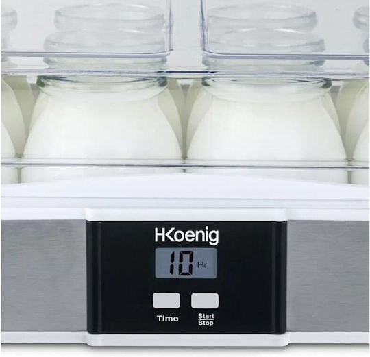 HKoenig Fabricant de iaurt cu borcane și ecran digital 500ml Argintiu 21.5W