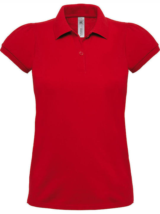 B&C Heavymill Women's Short Sleeve Promotional Blouse Red