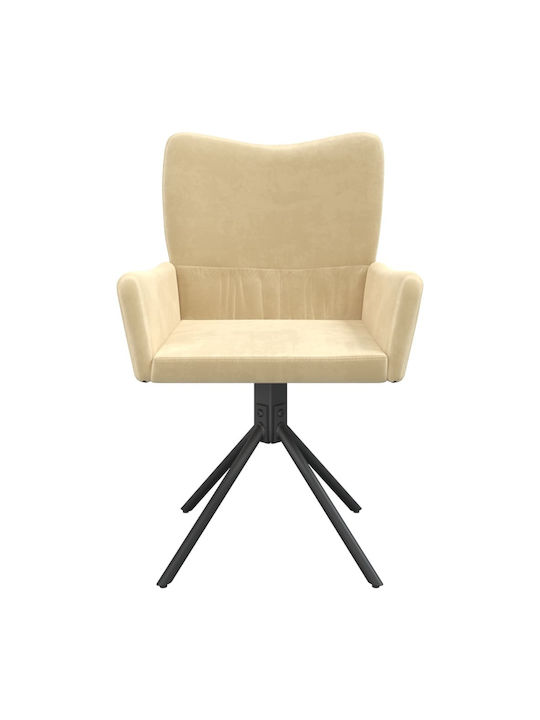 Dining Room Velvet Armchair Cream 55x56x85.5cm 2pcs
