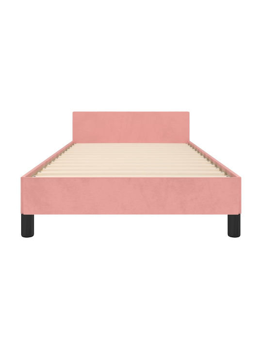 Single Upholstered Bed with Fabric Pink for Mattress 90x200cm