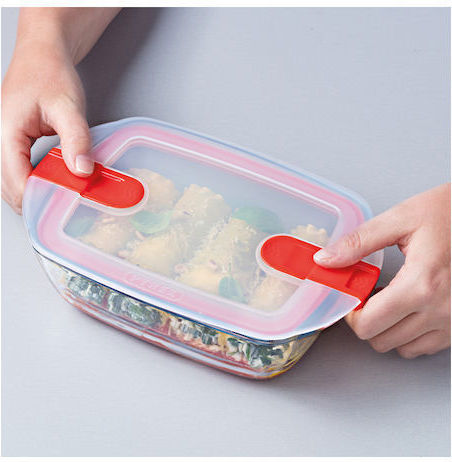 Pyrex Microwave Glass Lunch Box Cοοk & Heat Red 1000ml