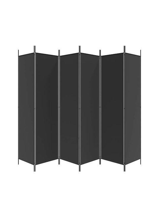 vidaXL Dekorativer Raumteiler Stoff mit 6 Paneelen Black 300x200cm