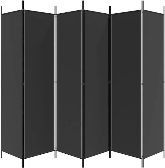 vidaXL Dekorativer Raumteiler Stoff mit 6 Paneelen Black 300x200cm