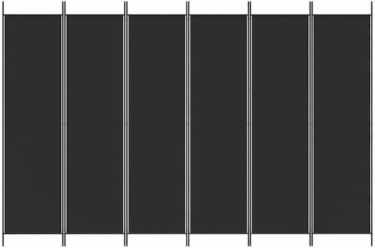 vidaXL Dekorativer Raumteiler Stoff mit 6 Paneelen Black 300x200cm