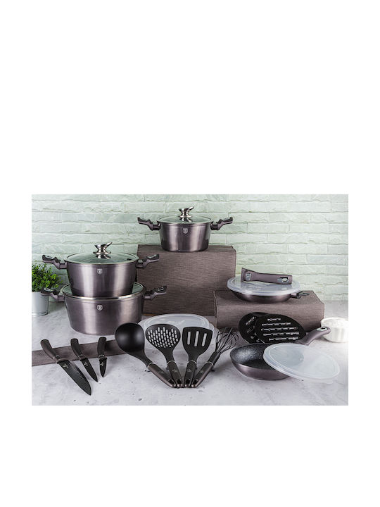 Berlinger Haus Cookware Set of Aluminum with Stone Coating Carbon Pro 22pcs