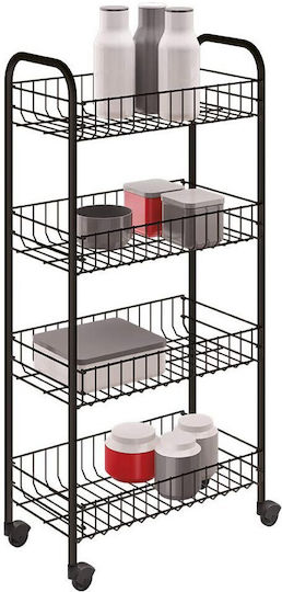 Metaltex Ascona Metallisches Küchenwagen Mit 4 Ebenen Schwarze 41x23x84cm