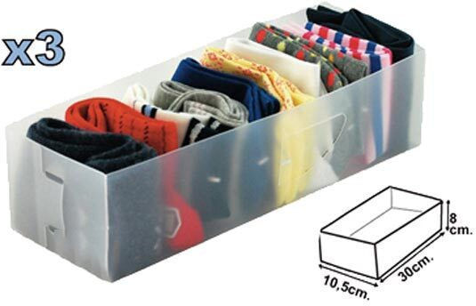 Πλαστικό Organizer Συρταριών Ρούχων 30x10.5x8cm 3τμχ