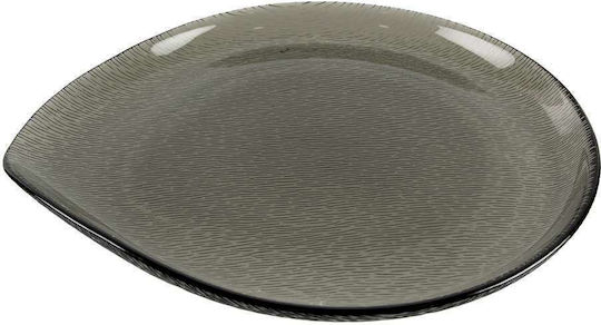 Art et Lumiere Plate Shallow Oval Glass Grey 28x25cm