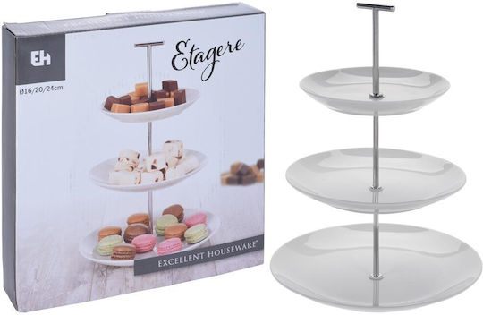 Excellent Houseware Ορντεβιέρα Τριώροφη Πορσελάνης Εταζέρα από Πορσελάνη