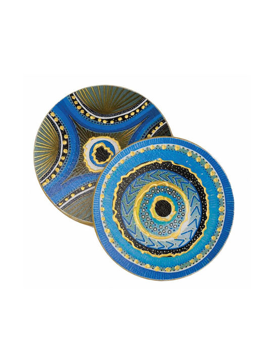 JK Home Decoration Σουβέρ Στρογγυλό Ξύλινο Πολύχρωμο 10cm 4τμχ