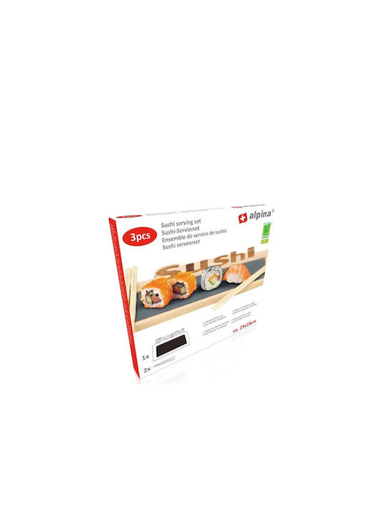 Alpina Appliances Πλατώ Σερβιρίσματος για Σούσι Ξύλινο 25x18x2εκ. 3τμχ