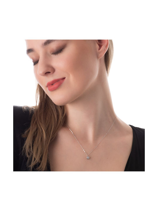 Oxzen Necklace with design Heart from Silver with Zircon