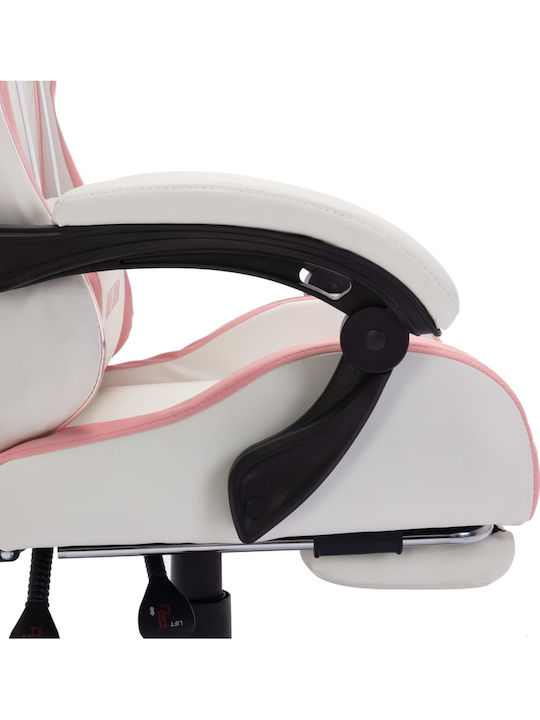 vidaXL 288014 Καρέκλα Gaming Δερματίνης με RGB Φωτισμό και Υποπόδιο Pink/White