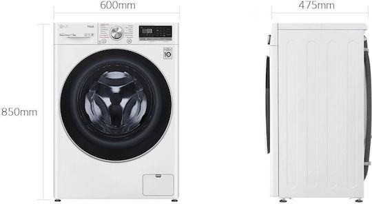 LG Πλυντήριο-Στεγνωτήριο Ρούχων 7kg/5kg Ατμού 1200 Στροφές με Wi-Fi