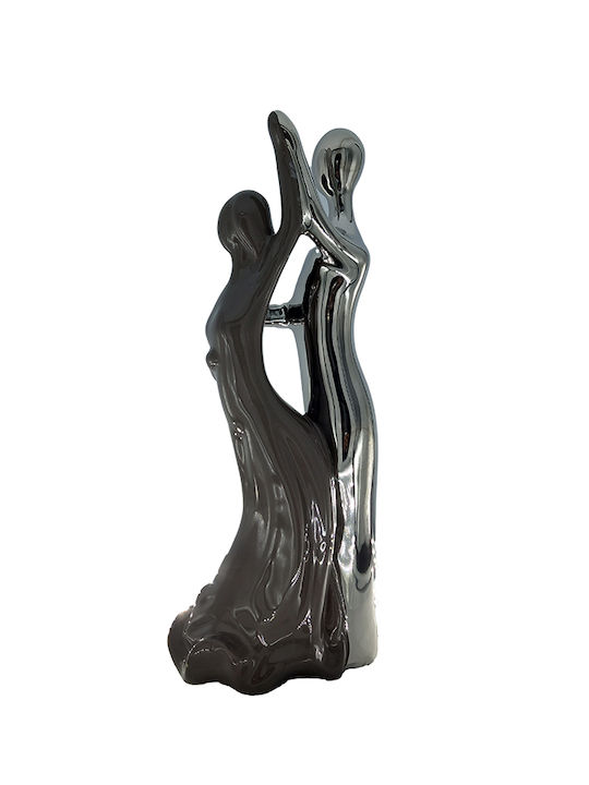 Karvounis Dekorativ Statuette aus Keramik Χορευτές Paar in Silver 12.5x9x31.5cm 1Stück