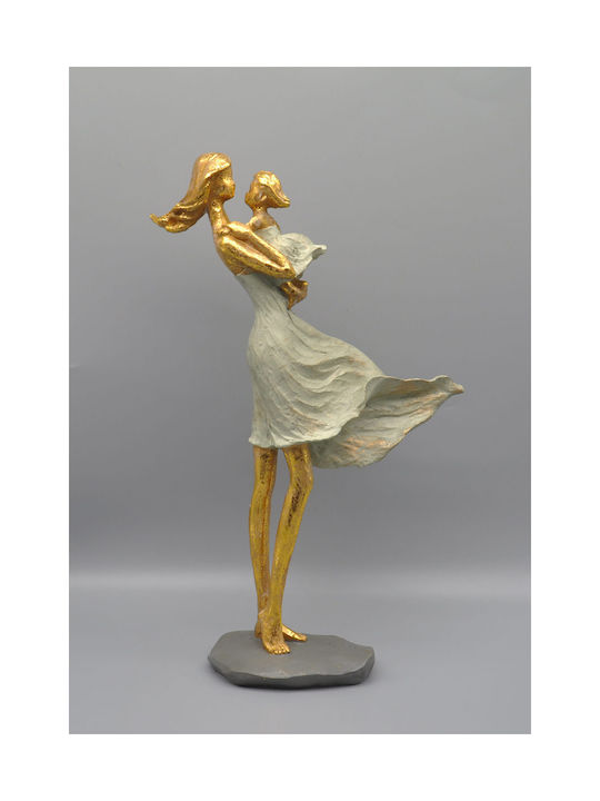 Karvounis Decorative Statuette Polyresin Mother with Baby in Gold/Electric 20x8x31cm 1pcs
