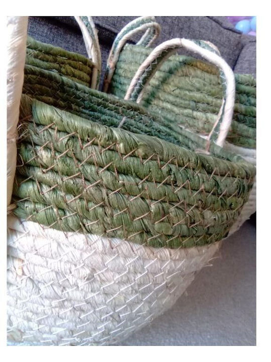 Set dekorative Körbe mit Griffen Beige and Green 3Stück