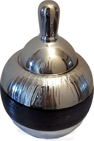Karvounis Φοντανιέρα Keramik mit Deckel 15.5x15.5x19.5cm Silber Karvounis Φοντανιέρα Keramik mit Deckel 15.5x15.5x19.5cm Silber