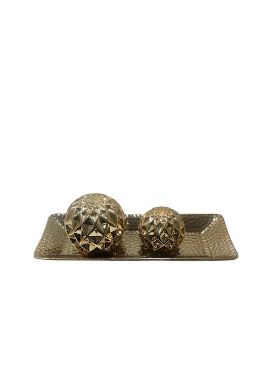 Art et Lumiere Rectangular Ceramic Decorative Platter Golden 39.5x14x3.5cm
