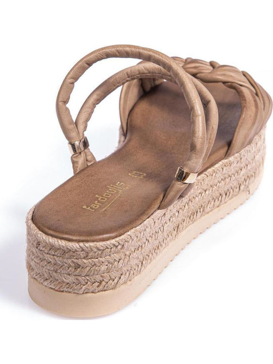 Leather Women's Flat Sandals Flatforms Olive