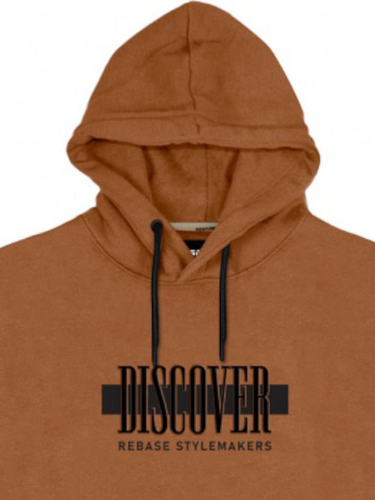 Rebase Men's Sweatshirt with Hood and Pockets Brown