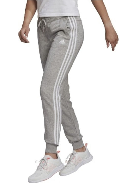 Essentials French Terry 3-Stripes Παντελόνι Φόρμας με Λάστιχο Γκρι