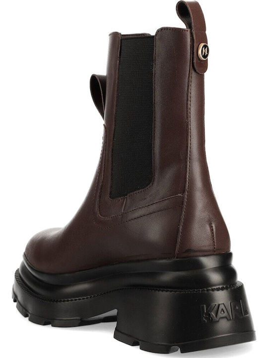 Leder Damen Chelsea Stiefeletten mit mittlerem Absatz Braun