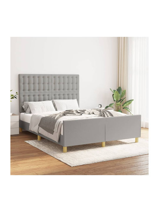Κρεβάτι King Size Επενδυμένο με Ύφασμα Γκρι Ανοιχτό για Στρώμα 200x200cm
