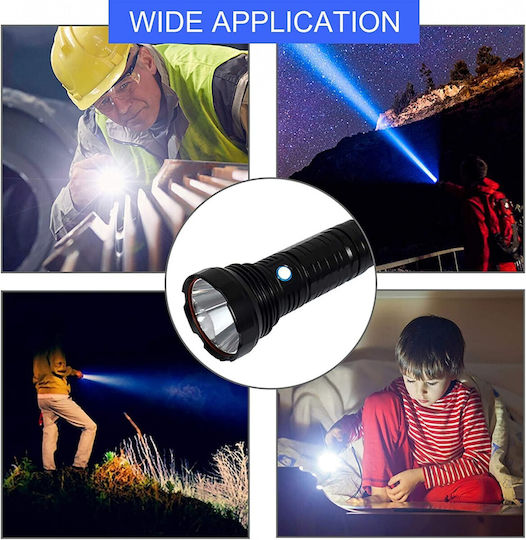 Factory Wiederaufladbar Taschenlampe LED IP65 mit maximaler Helligkeit 2000lm Schwarz