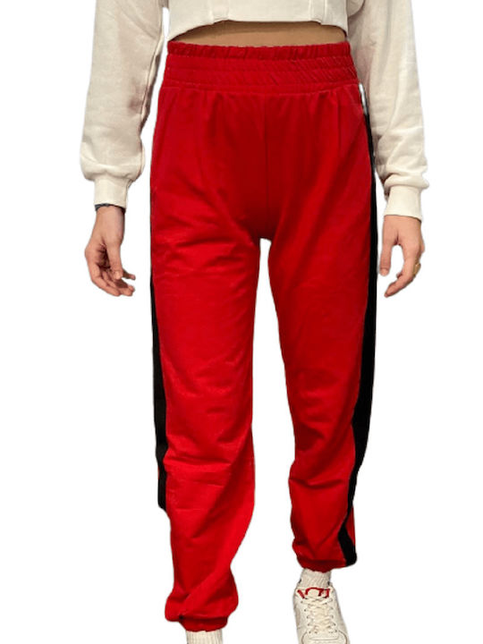 High Waist Sweatpants Jogger Red