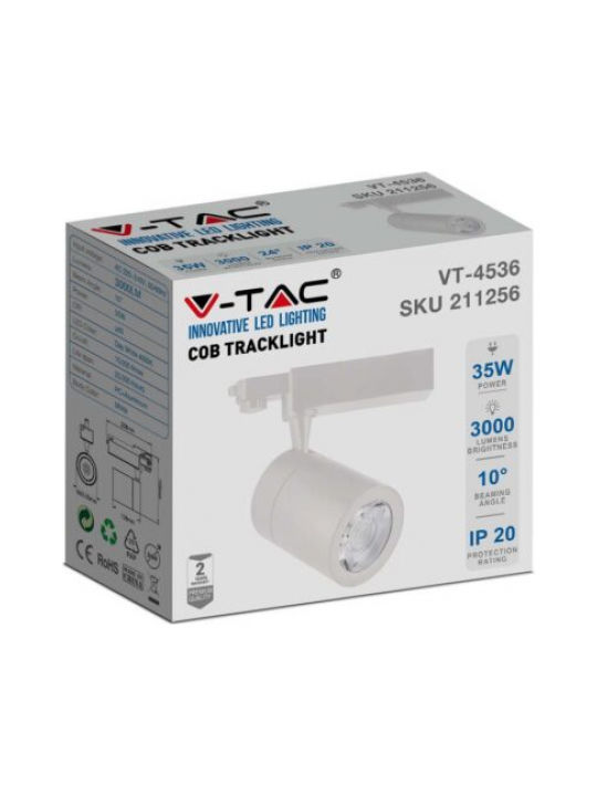 V-TAC Monos LED Alb Rece Spot în Culoare Alb