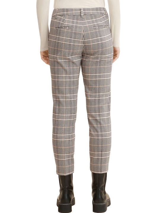 Tom Tailor Women's Fabric Capri Trousers Checked Beige