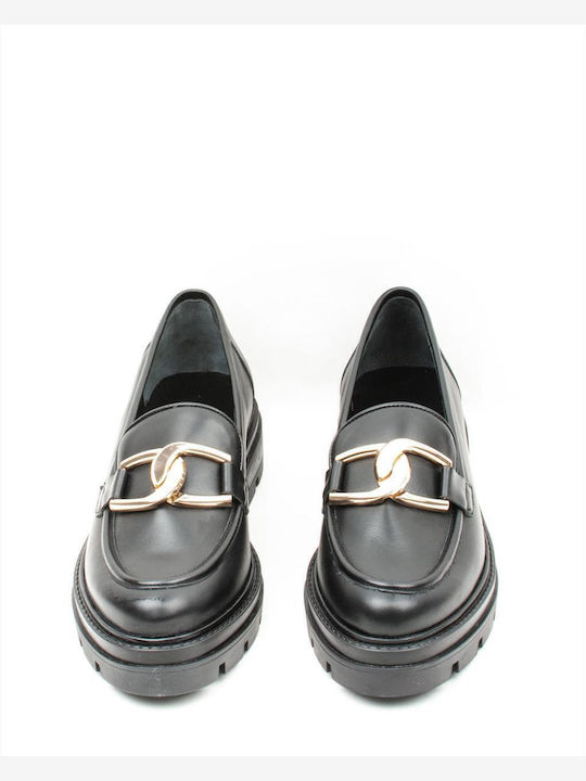 78539 Leder Damen Mokassins Black / Gold 2/78539