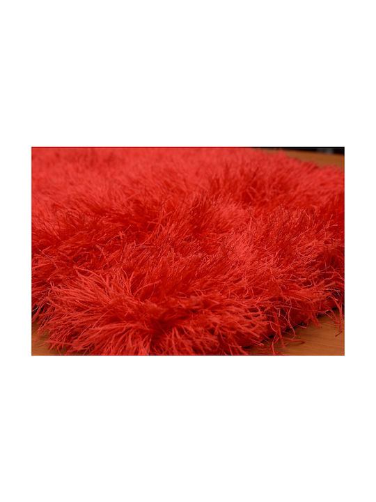 Koulis Carpets Flok Set Shaggy Covoare Pentru Dormitor Roșii 100-009-003 3 Bucăți