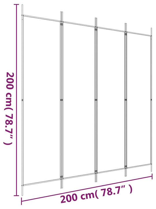 vidaXL Dekorativer Raumteiler Stoff mit 4 Paneelen 200x200cm