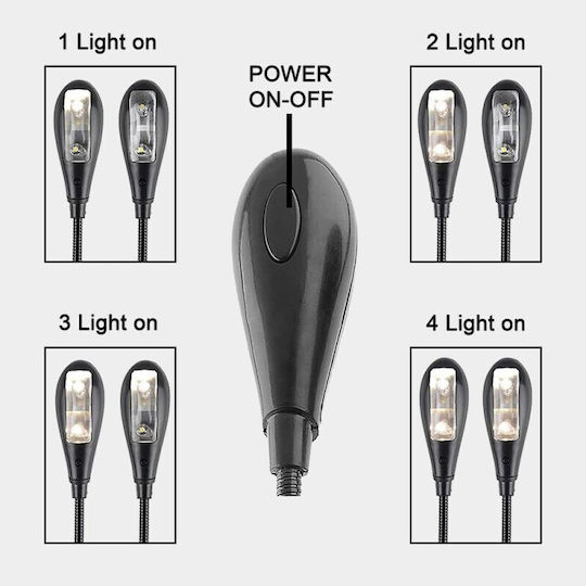 Audio Master Φωτάκι Βιβλίου LED με Κλιπ Μαύρο