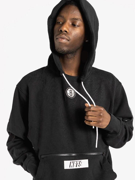 Nike Brooklyn Nets Courtside Herren Sweatshirt mit Kapuze und Taschen Schwarz