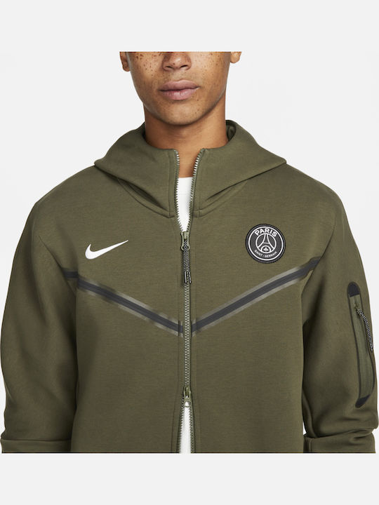 Paris Saint-Germain Tech Fleece Cardigan With Hood Khaki