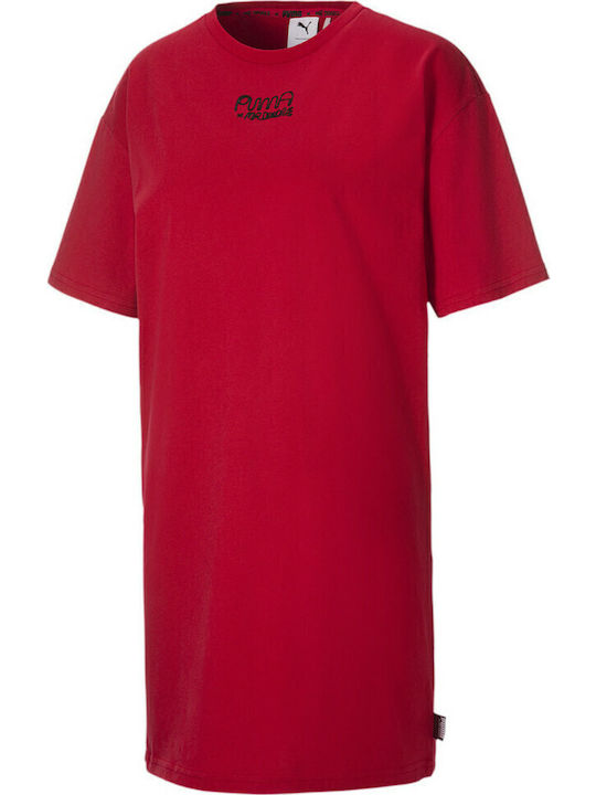 X Mr Doodle Summer Mini Athletic Dress T-Shirt Short Sleeve Red