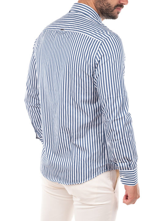 Vittorio Artist Men's Shirt Long Sleeve Cotton Striped Light Blue