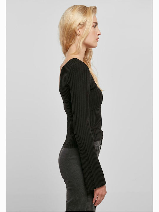 Women's Blouse with One Shoulder Black