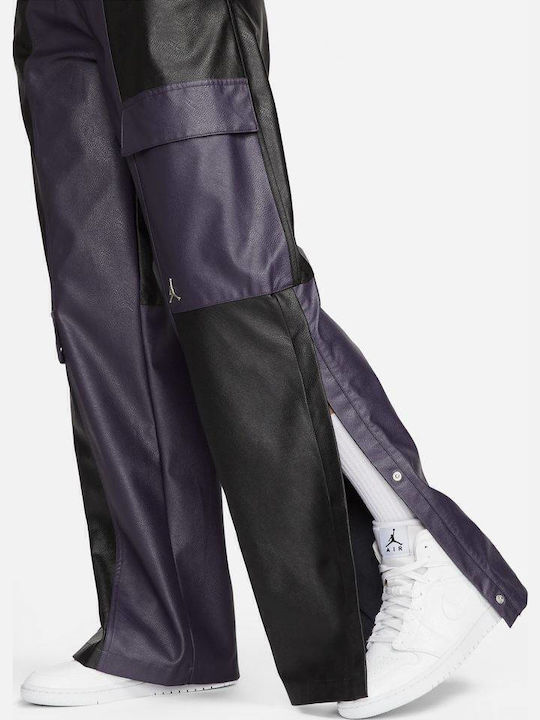 Classics Capsule 2.0 Γυναικείο Ψηλόμεσο Υφασμάτινο Παντελόνι σε Wide Γραμμή Black / Purple