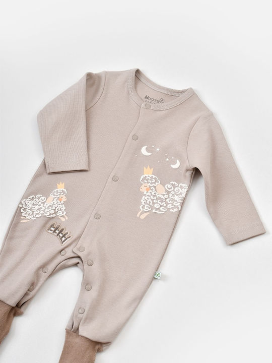 Biorganic Curly Sheep Baby Bodysuit Set Long-Sleeved Beige