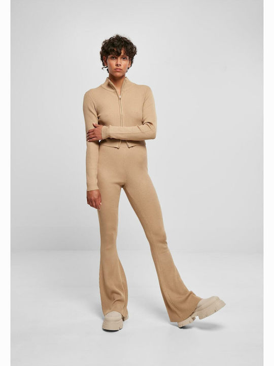 Дамско Текстил Панталон с Ластик с Bootcut Крoйка Union Beige
